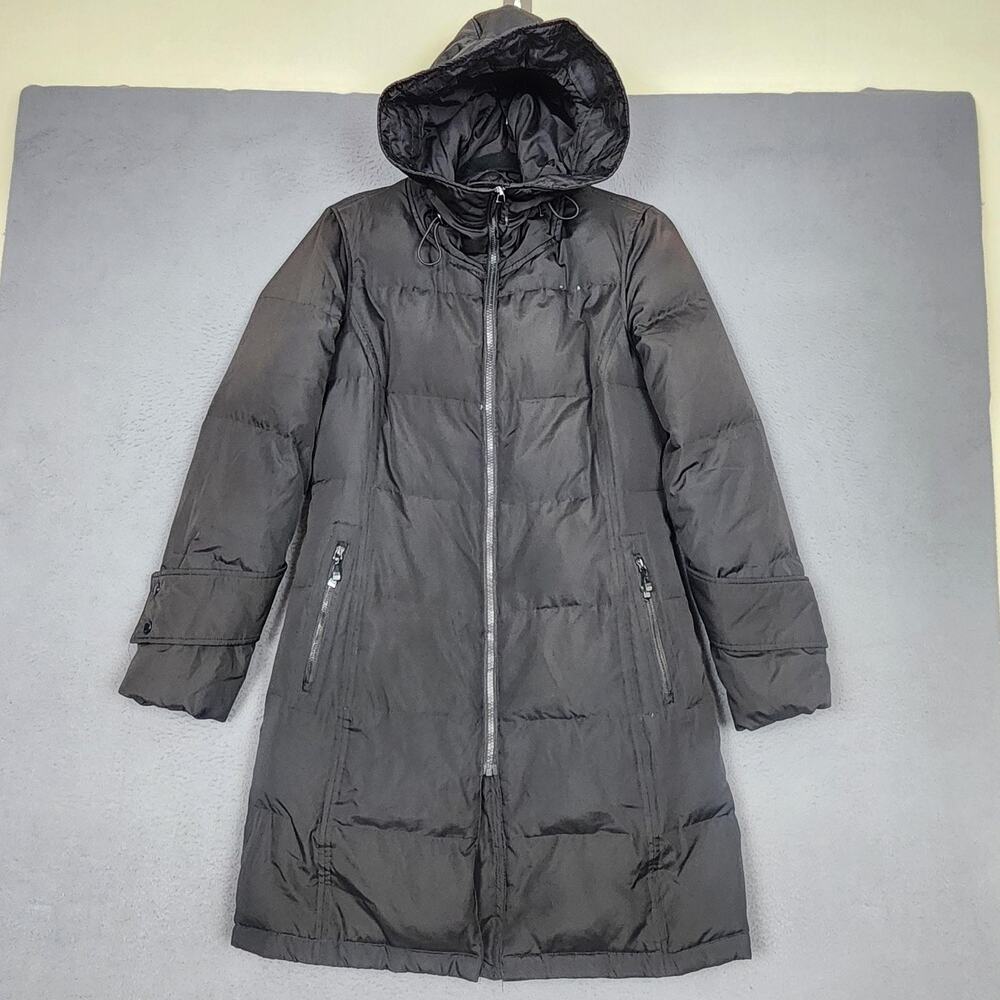 Calvin Klein Coat Womens XS Black Down Puffer Hooded Long Winter Warm Zip